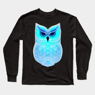 Blue Symmetrical Owl Long Sleeve T-Shirt